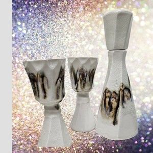 Phil Mayhew TN 4 Piece Studio Pottery Twisted Carafe, 2Mugs Glaze Singed RareSet